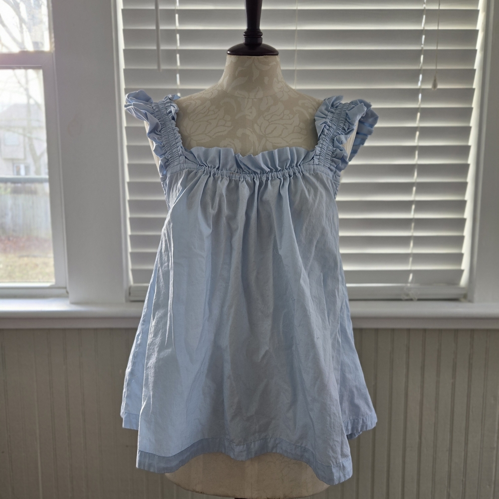 Light Blue Ruffled Women's Blouse